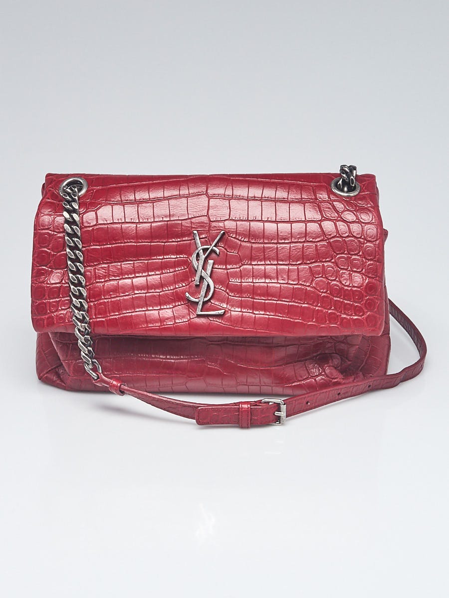Authentic Saint Laurent Sunset Chain Wallet In Crocodile Embossed - YSL Bag