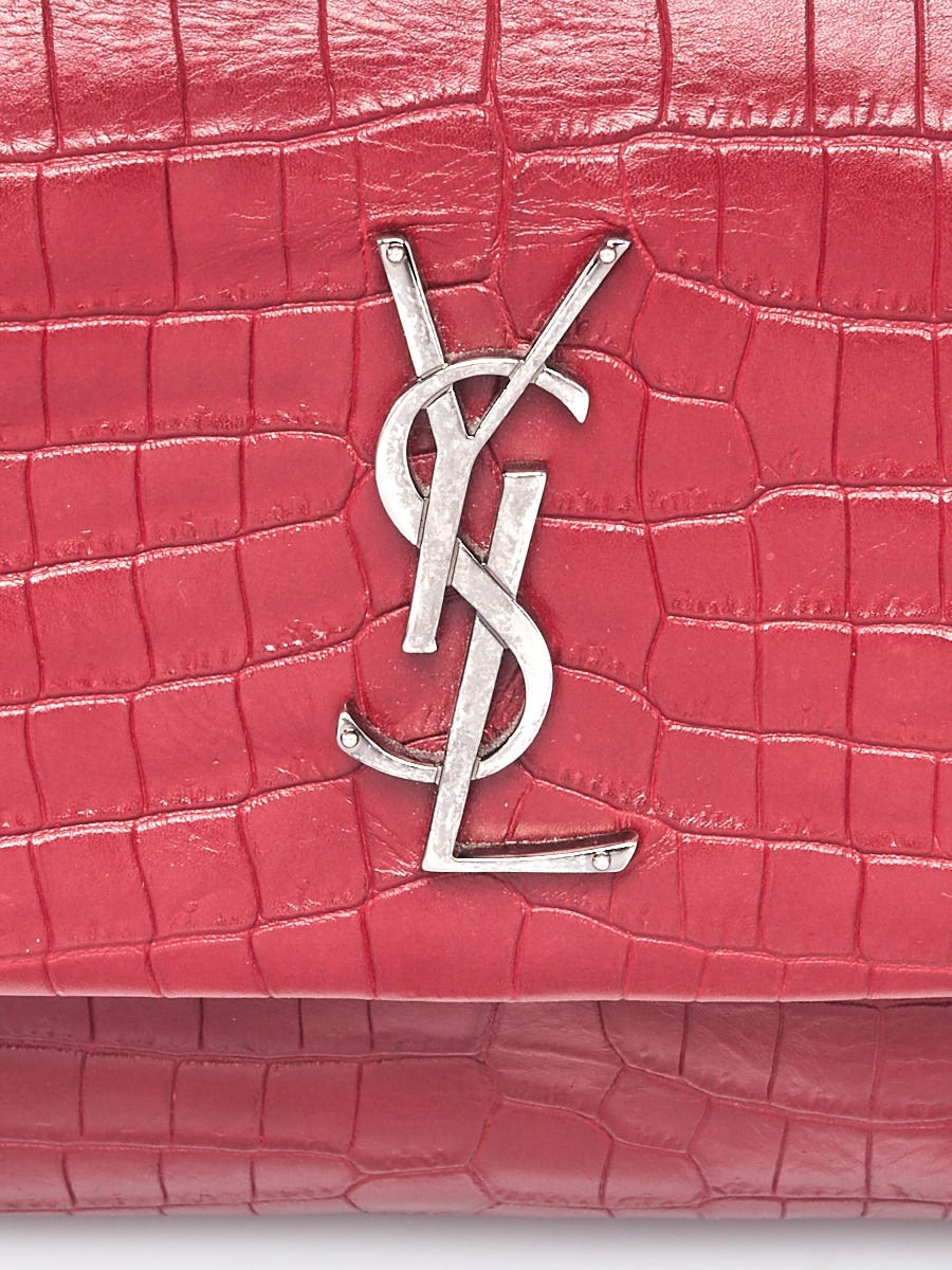 Yves Saint Laurent Red Crocodile Embossed Leather Medium Sunset Crossbody  Bag - Yoogi's Closet