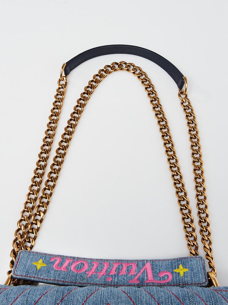 Louis Vuitton New Wave Chain Bag Monogram Embroidered Quilted Denim MM at  1stDibs