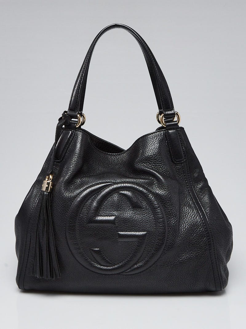 Gucci Black Pebbled Leather Soho Top Handle Tote Bag Yoogi s Closet