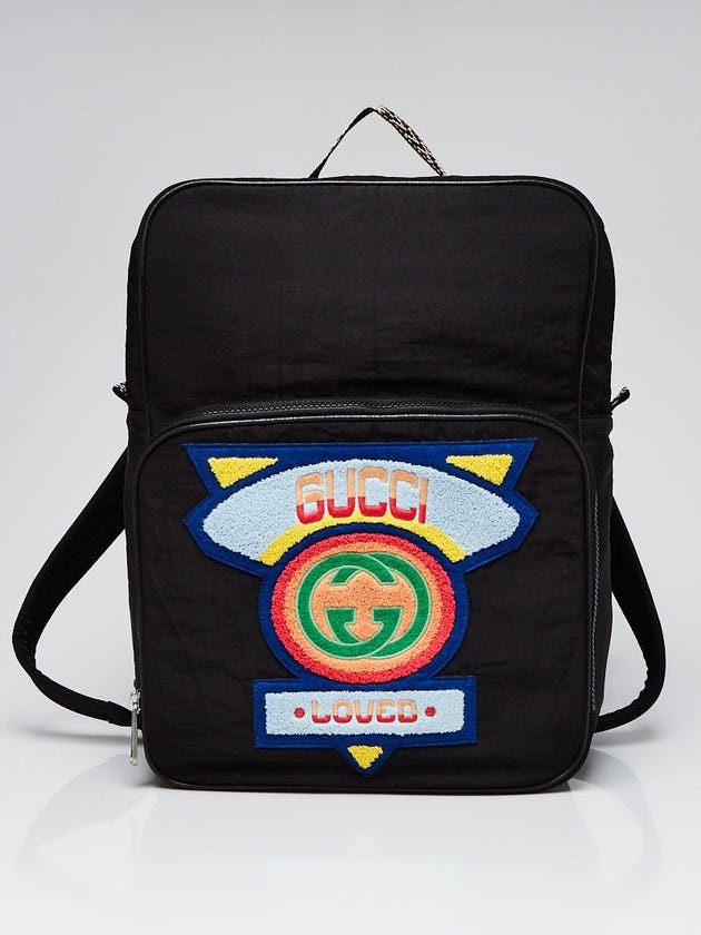 Gucci Black Nylon 80's Patch Backpack Bag