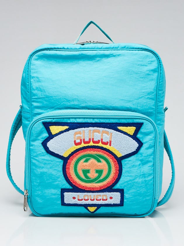 Gucci Teal Nylon 80's Patch Backpack Bag