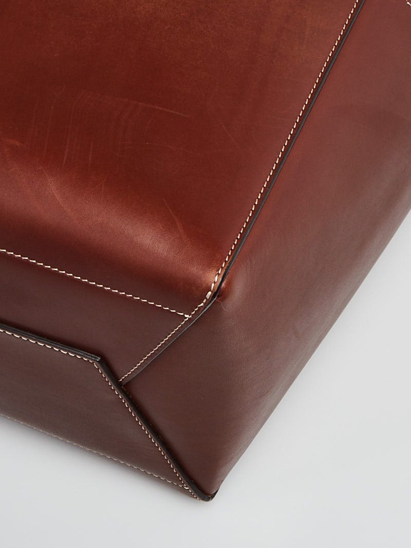 Celine Dark Brown Natural Calfskin Leather Sangle Seau Bucket Bag