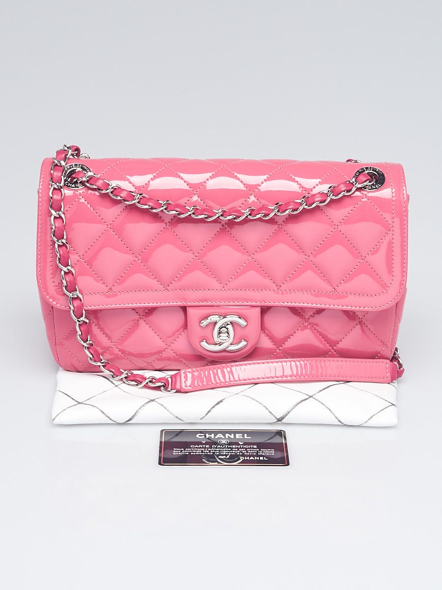 Chanel Pink Quilted Patent Leather Coco Shine Medium Flap Bag