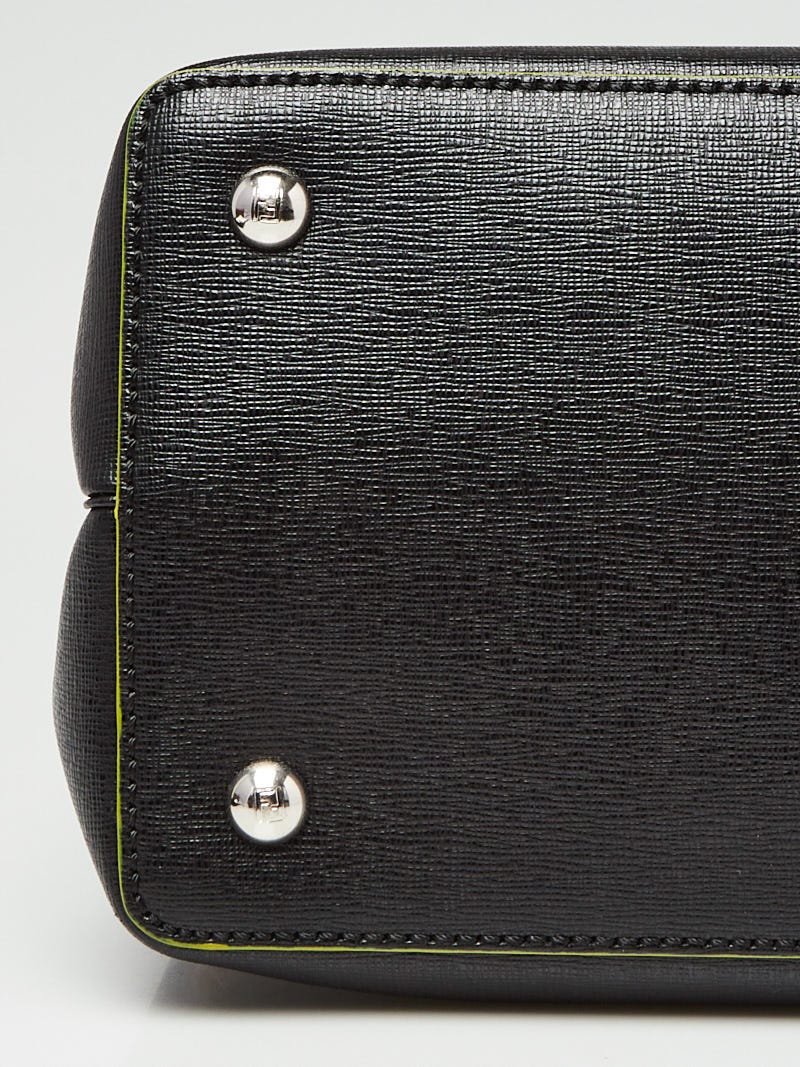 Fendi Black Leather and Shearling Logo Petite Sac 2jours Elite