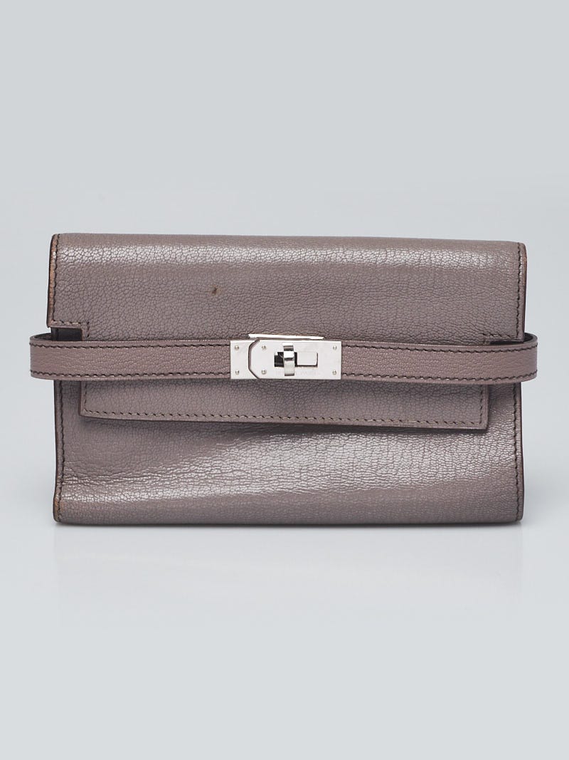 Hermes Griolet Chevre Mysore Palladium Plated Kelly Depliant
