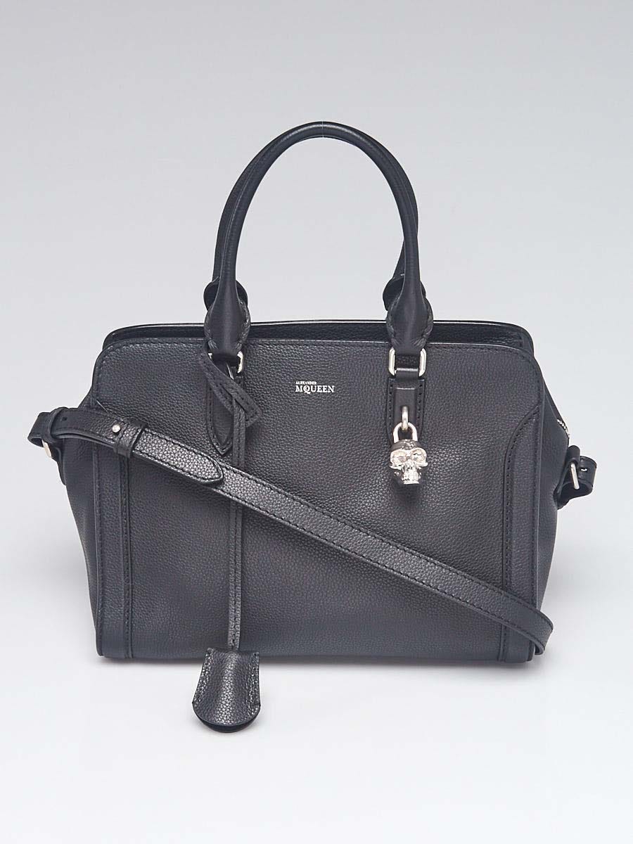 Alexander mcqueen small pebbled leather sale satchel