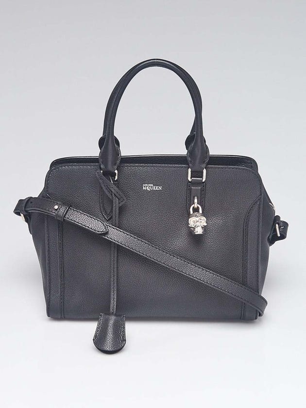 Alexander McQueen Black Leather Small Padlock Zip Satchel Bag