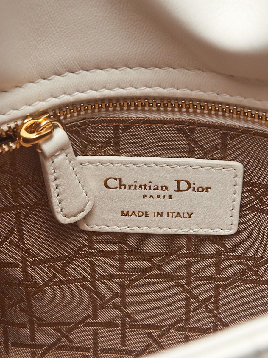 Christian Dior White Cannage Quilted Lambskin Leather My ABCDior