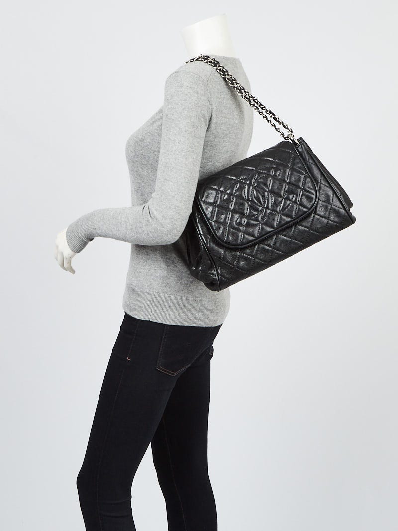Chanel Black Quilted Caviar Leather Timeless Accordion Flap Bag
