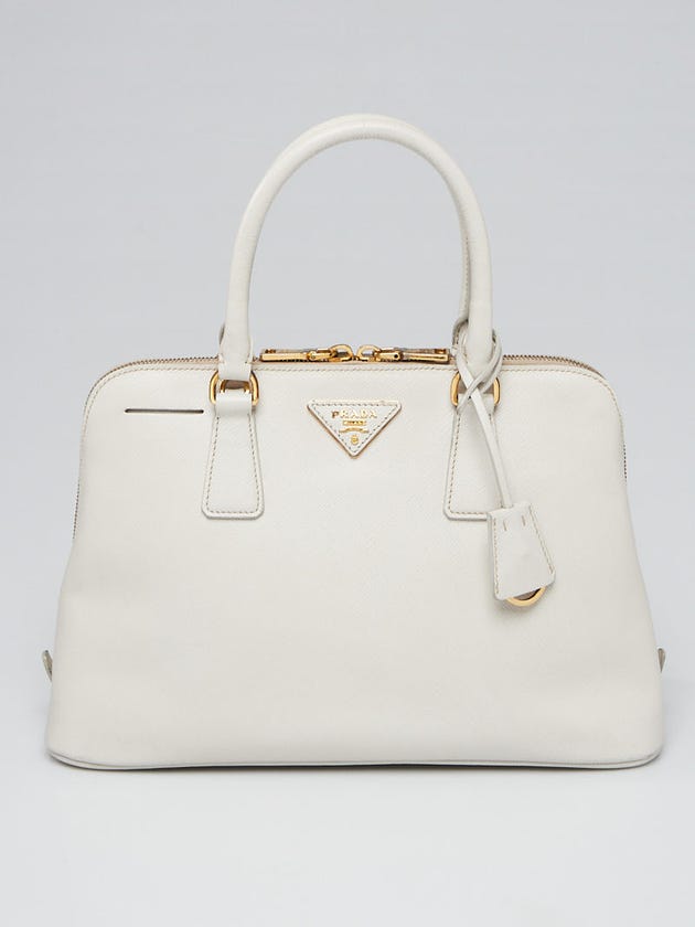 Prada White Saffiano Leather Top Handle Bag BL0837