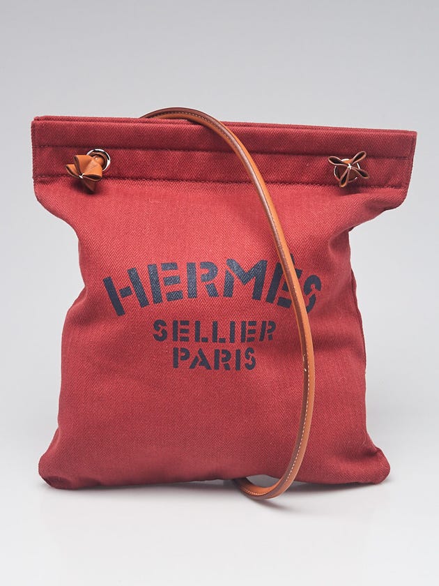 Hermes Red Herringbone Canvas and Swift Leather Aline Grooming Bag