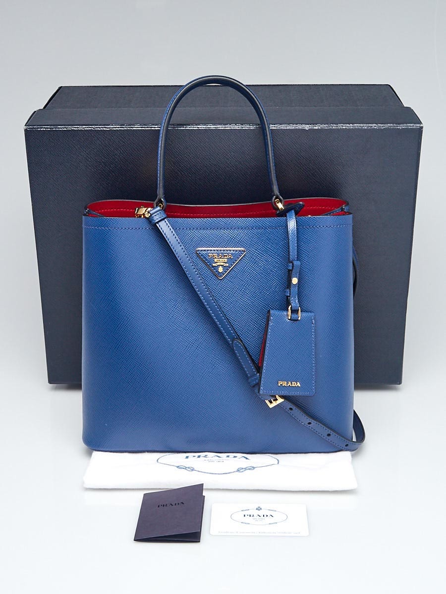 Prada Blue Saffiano Panier Bag