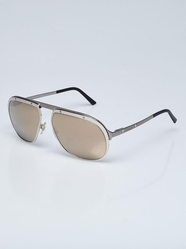 Cartier Silver Brushed Metal Aviator Santos de Cartier Sunglasses 