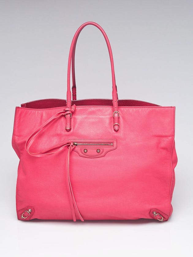 Balenciaga Rose Thulian Calfskin Leather Papier A4 Tote Bag