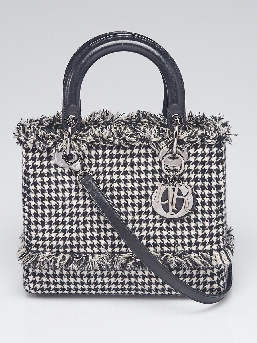 Christian Dior Black/White Tweed/Leather Medium Lady Dior Tote Bag -  Yoogi's Closet