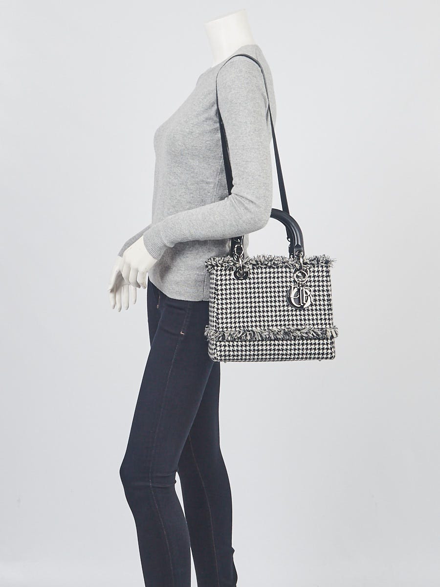 Christian Dior Black/White Tweed/Leather Medium Lady Dior Tote Bag -  Yoogi's Closet