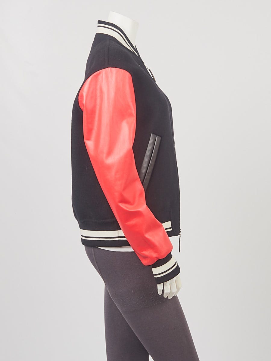 Louis Vuitton Black & Red-Sleeve Varsity Jacket