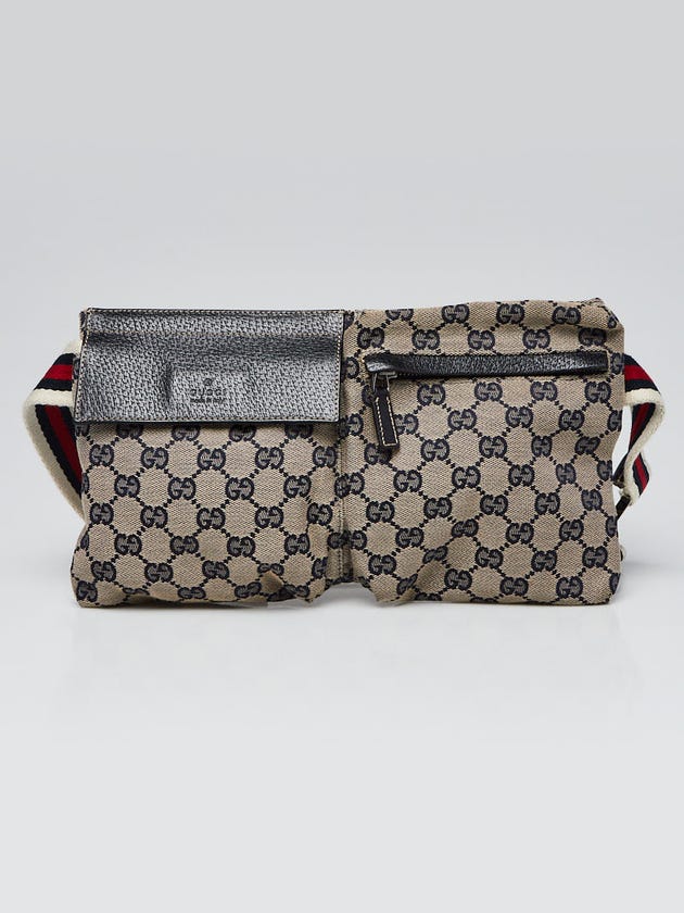 Gucci Beige/Blue GG Canvas Web Waist Belt Bag