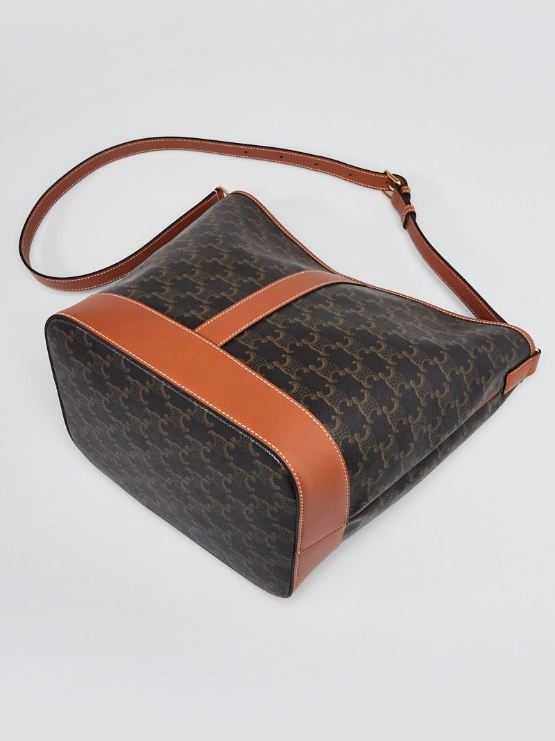 Celine Tan Triomphe Coated Canvas Medium Bucket Bag