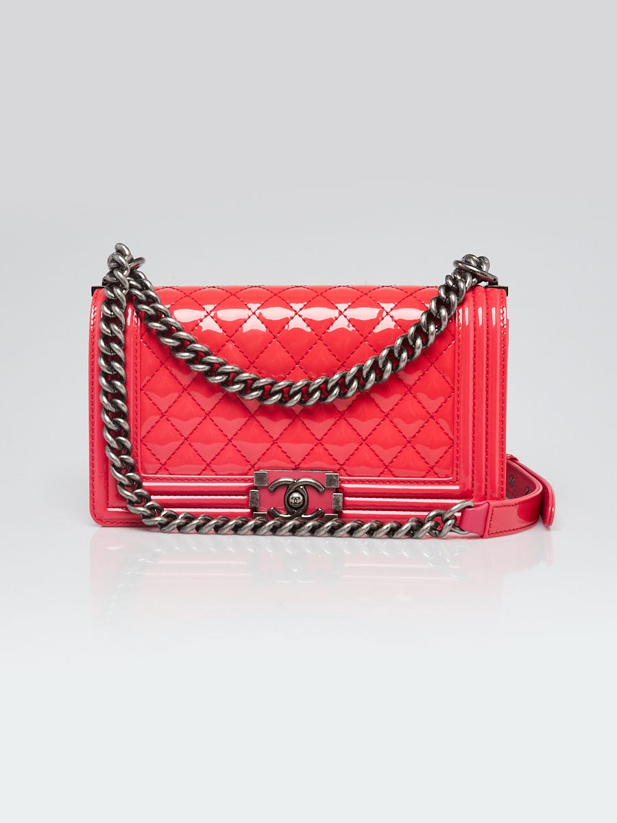 Chanel Pink Quilted Patent Leather CC Card Holder - Yoogi's Closet