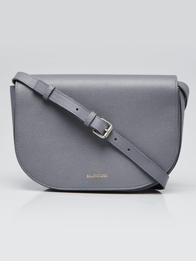 Balenciaga Grey Grained Leather Ville Day S Crossbody Flap Bag