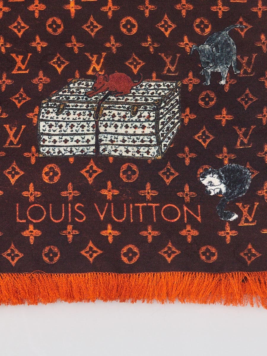 Châle monogram wool stole Louis Vuitton Brown in Wool - 29814742