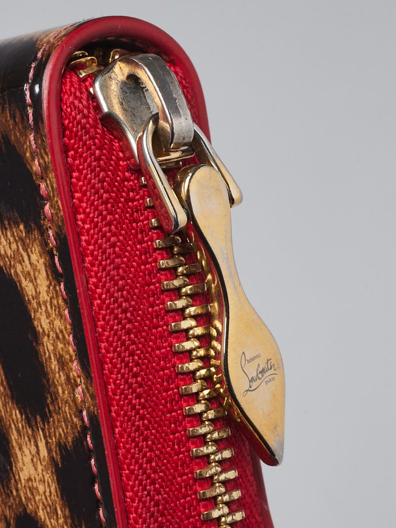 Christian Louboutin Red Leather Leopard Print Patent Leather