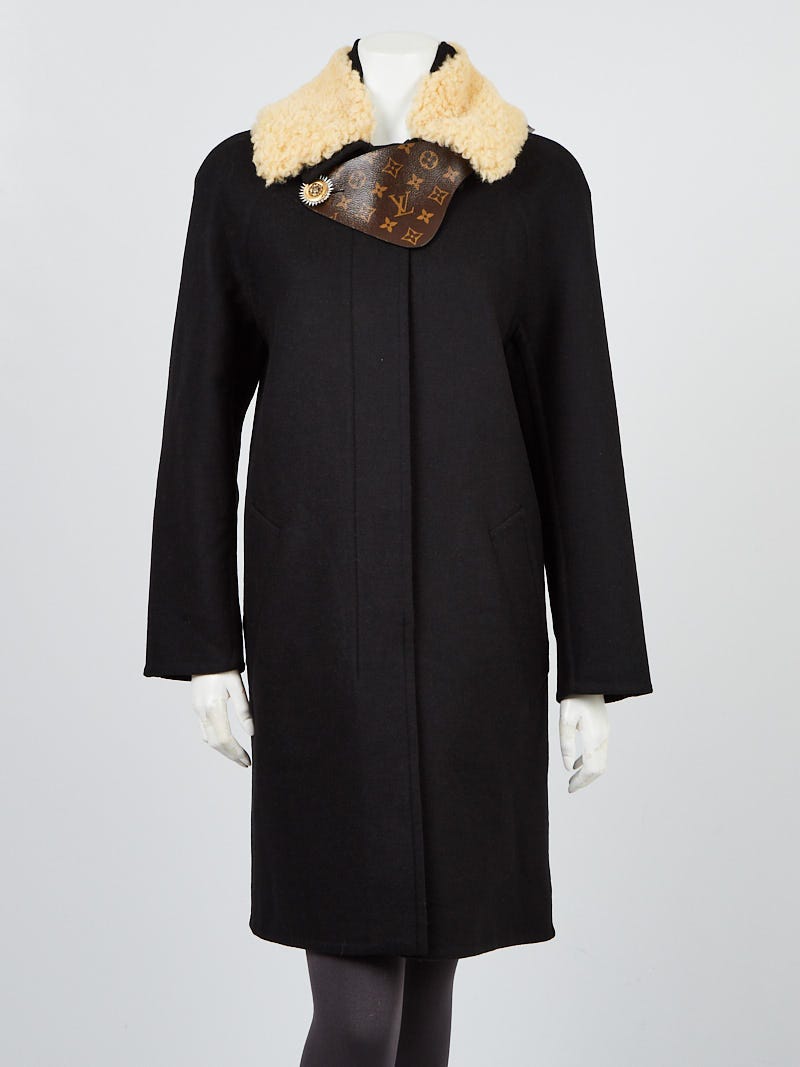 Louis Vuitton Black Wool/Shearling Cashgora Car Coat Size S