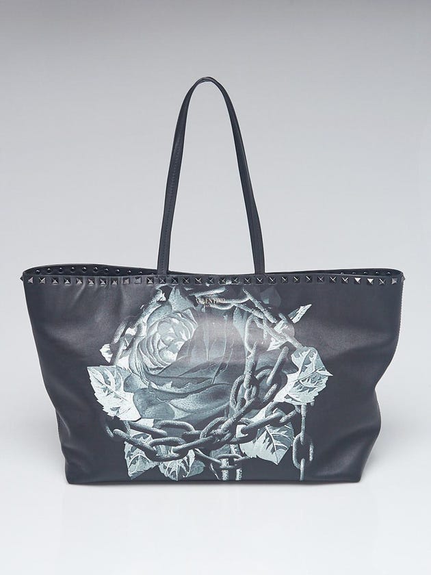 Valentino Black Rockstud Undercover Shopper Tote Bag
