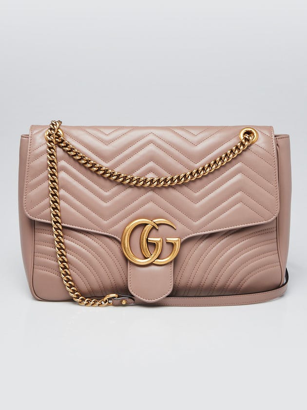 Gucci Porcelain Rose Quilted Leather Marmont Large Shoulder Bag
