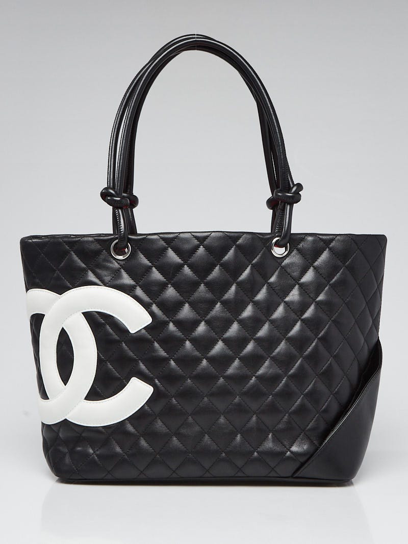 Chanel Black Quilted Lambskin Leather Cambon Ligne Tote Bag