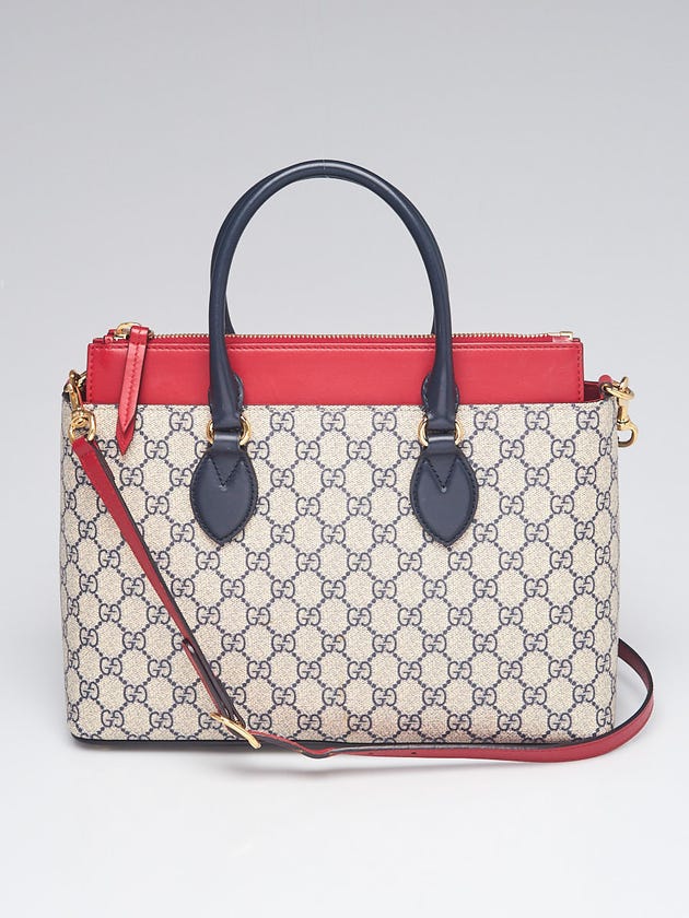 Gucci Beige/Blue/Red GG Supreme Coated Canvas and Leather Small Tote Bag
