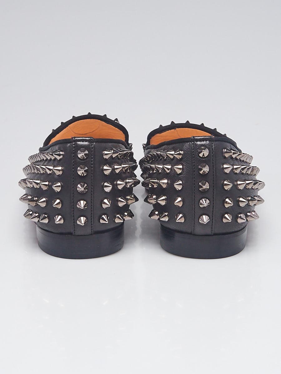 CHRISTIAN LOUBOUTIN Black Rolling Spikes Leather Loafers Size 6/36 $1295  Retail