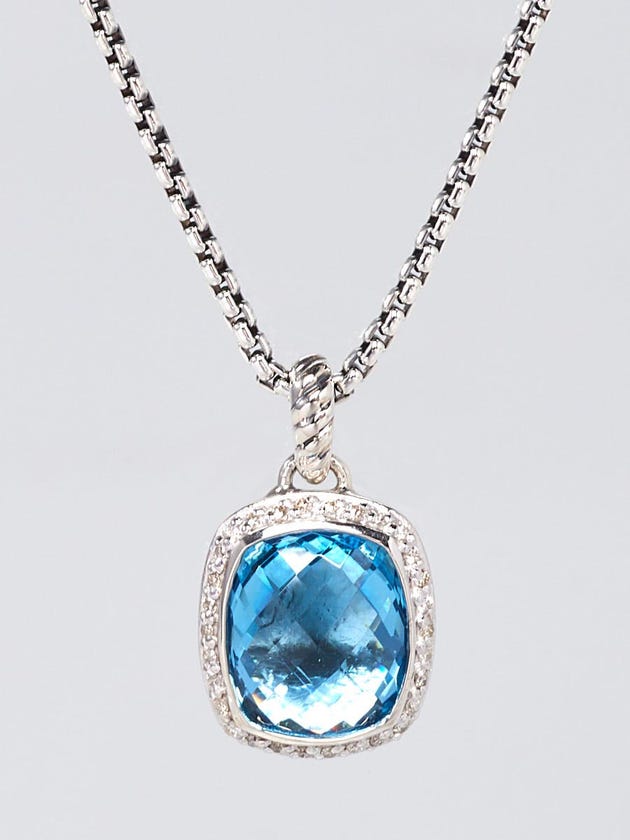 David Yurman Blue Topaz and Diamond Noblesse Pendant Necklace