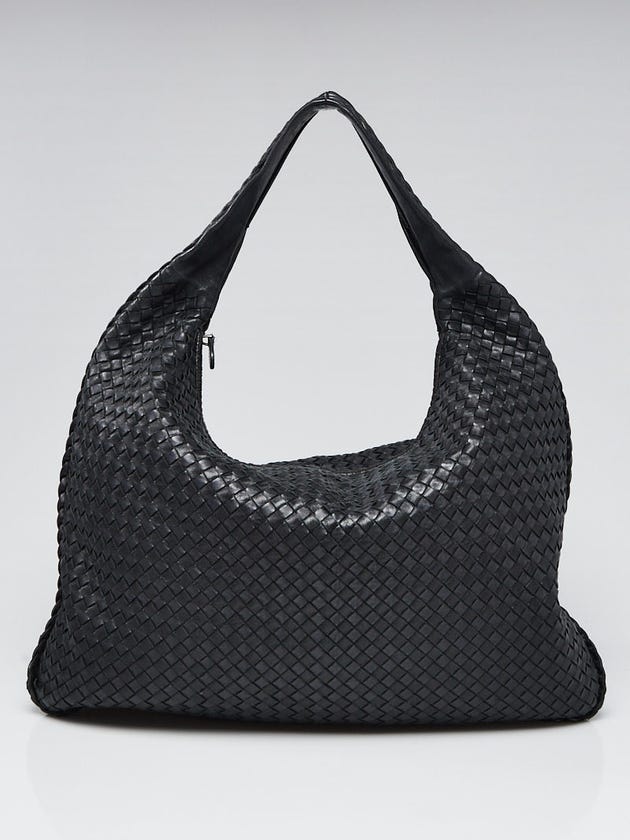 Bottega Veneta Black Intrecciato Woven Nappa Leather Maxi Veneta Hobo Bag