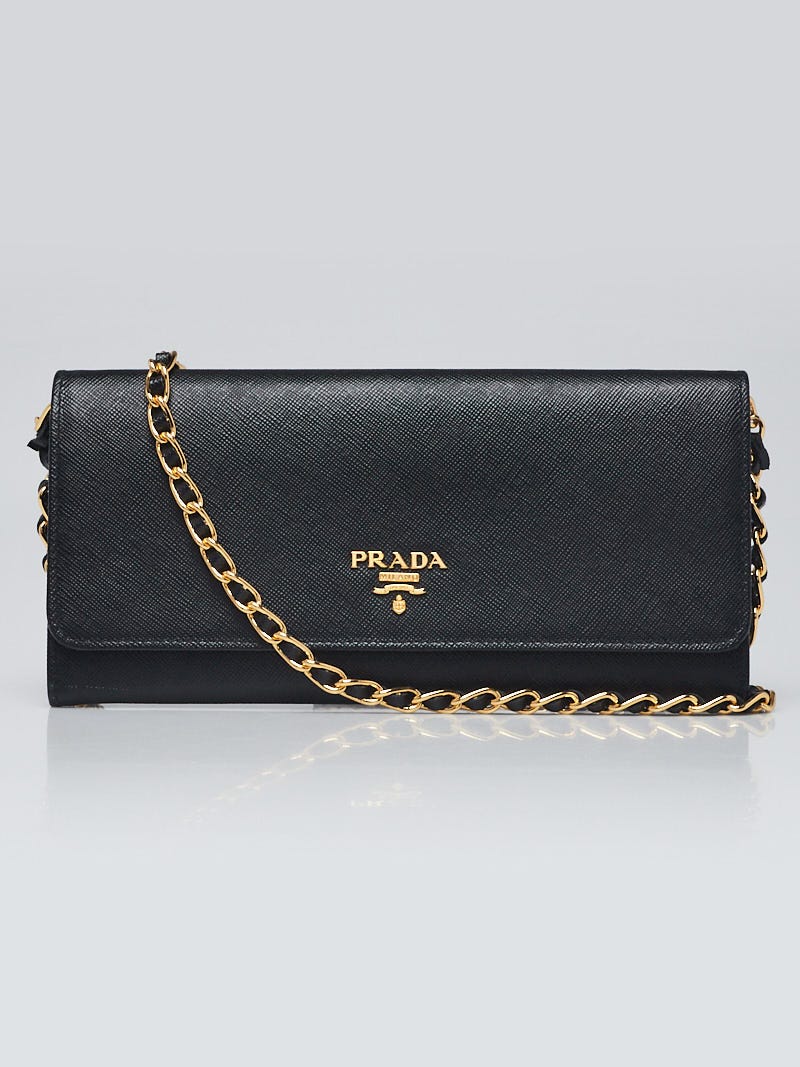 Prada - Saffiano Leather Wallet on Chain Nero
