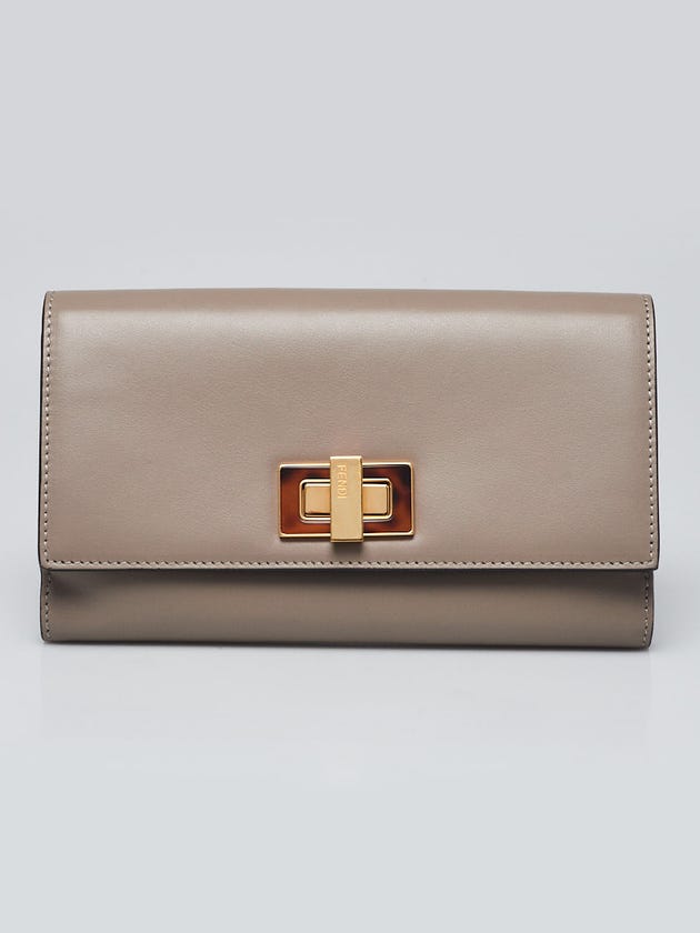 Fendi Grey Smooth Leather Continental Peekaboo Wallet - 8M0308