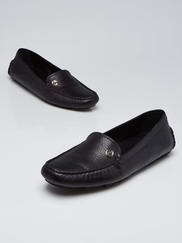 Gucci Black Leather Interlocking G Driving Loafers Size 9.5/40