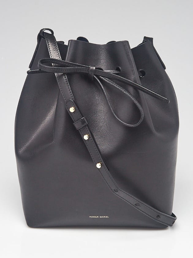 Mansur Gavriel Black Vegetable Leather Large Bucket Bag