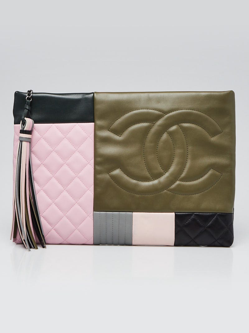 Chanel Green Quilted Leather Boy O-Case Zip Pouch - Yoogi's Closet