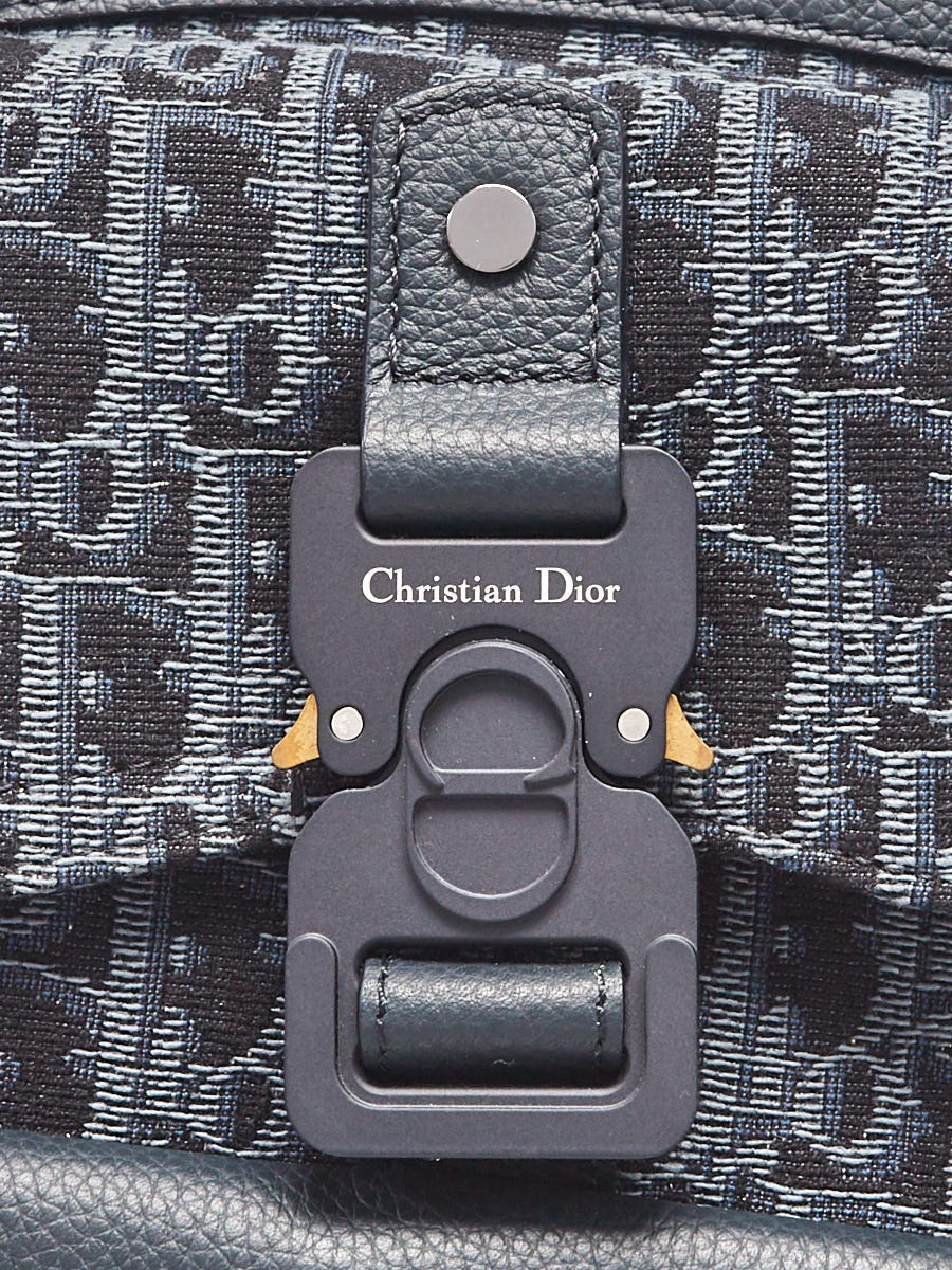 CHRISTIAN DIOR Oblique Jacquard Mini Saddle Backpack Black Blue 1194530