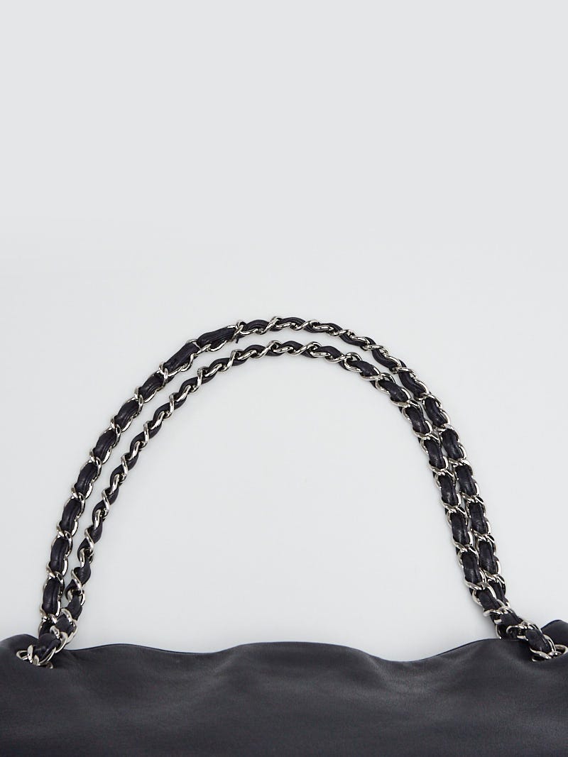 Chanel Navy Blue Lambskin Leather Pearl Obsession Accordion Tote