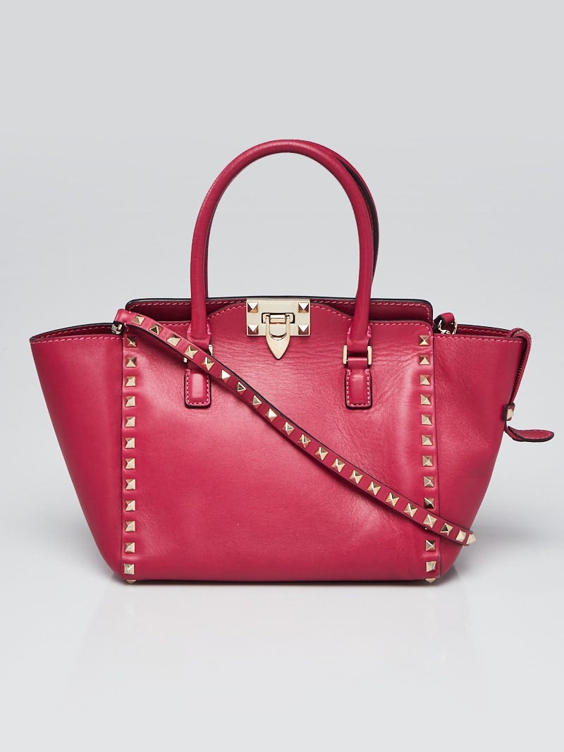 gradvist genetisk fra nu af Valentino Pink Leather Rockstud Small Double Handle Tote Bag - Yoogi's  Closet
