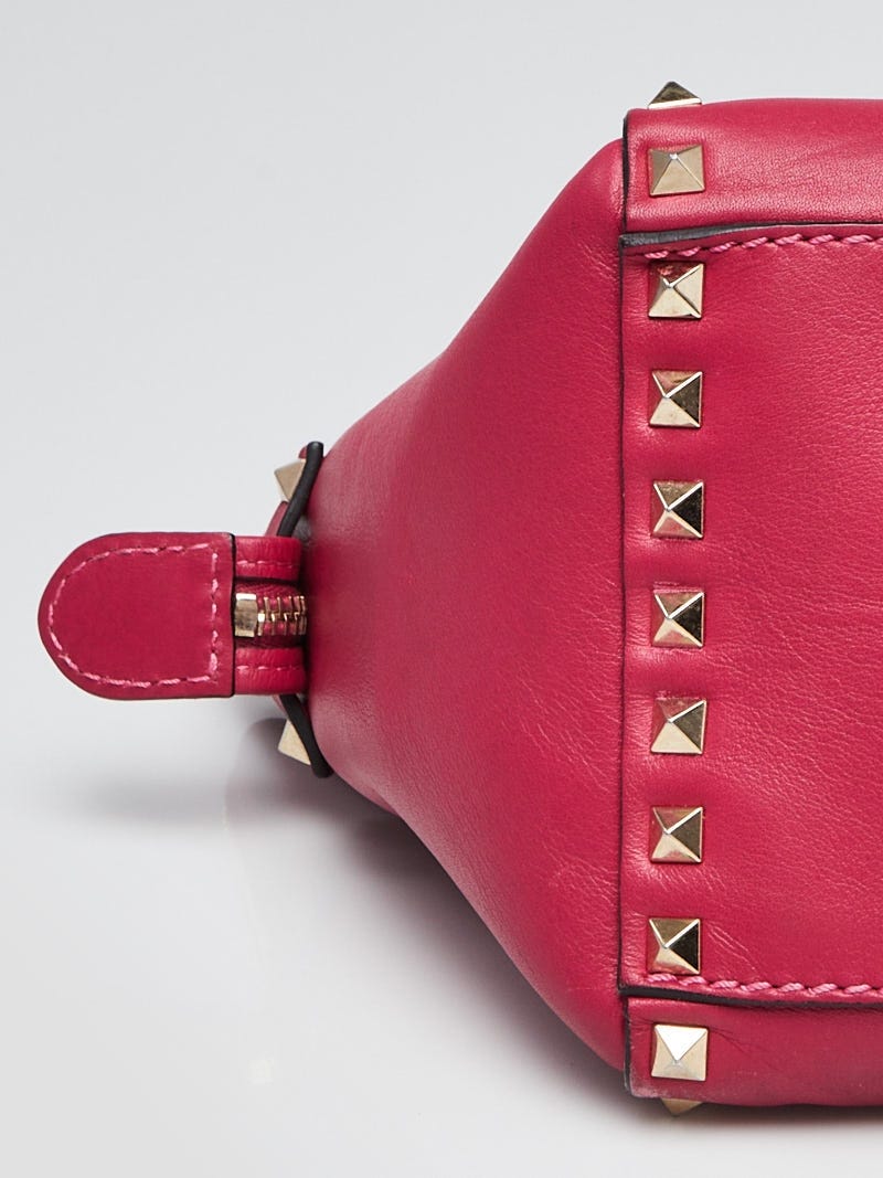 Valentino Pink Leather Rockstud Trapeze Tote Bag with Strap ref