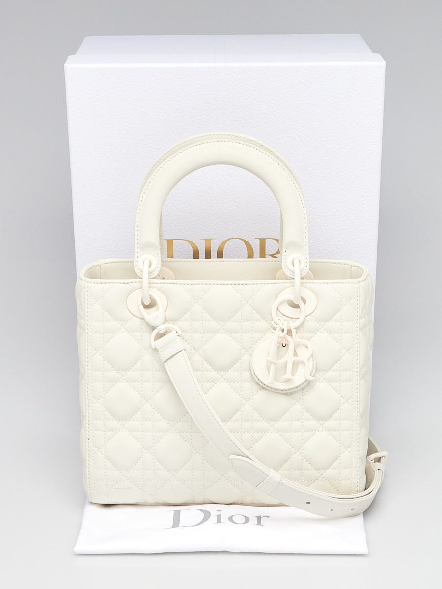 Christian Dior White Ultramatte Cannage Quilted Calfskin Leather