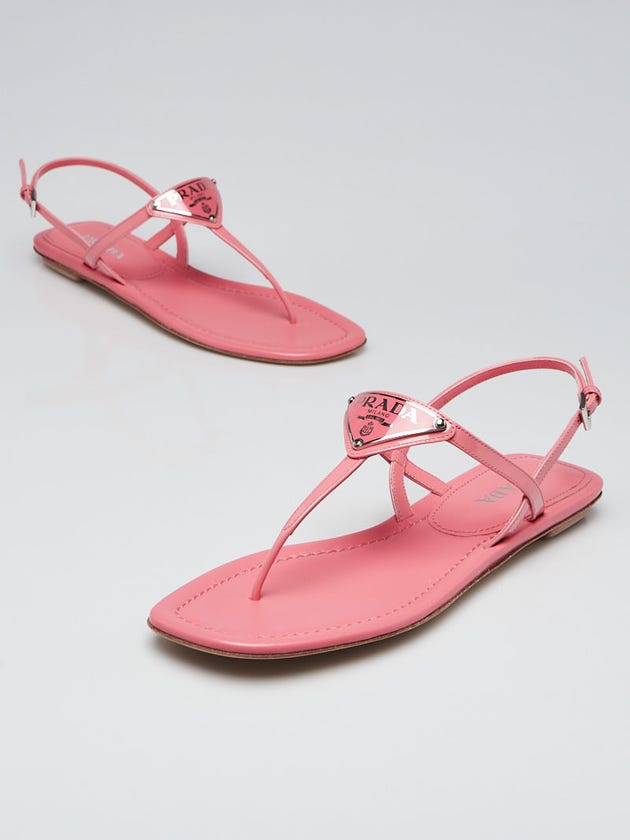 Prada Petalo Patent Leather Thong Sandals Size 8.5/39