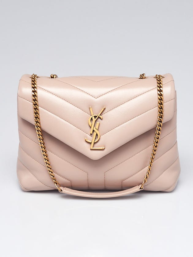 Yves Saint Laurent Beige Y Quilted Leather Small LouLou Bag