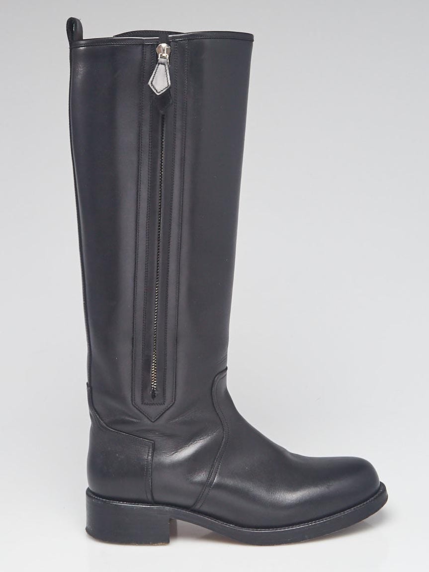 Hermes Black Calfskin Leather Land Tall Boots Size 6/36.5 Hermes Black Calfskin Leather Land Tall Boots Size 6/36.5