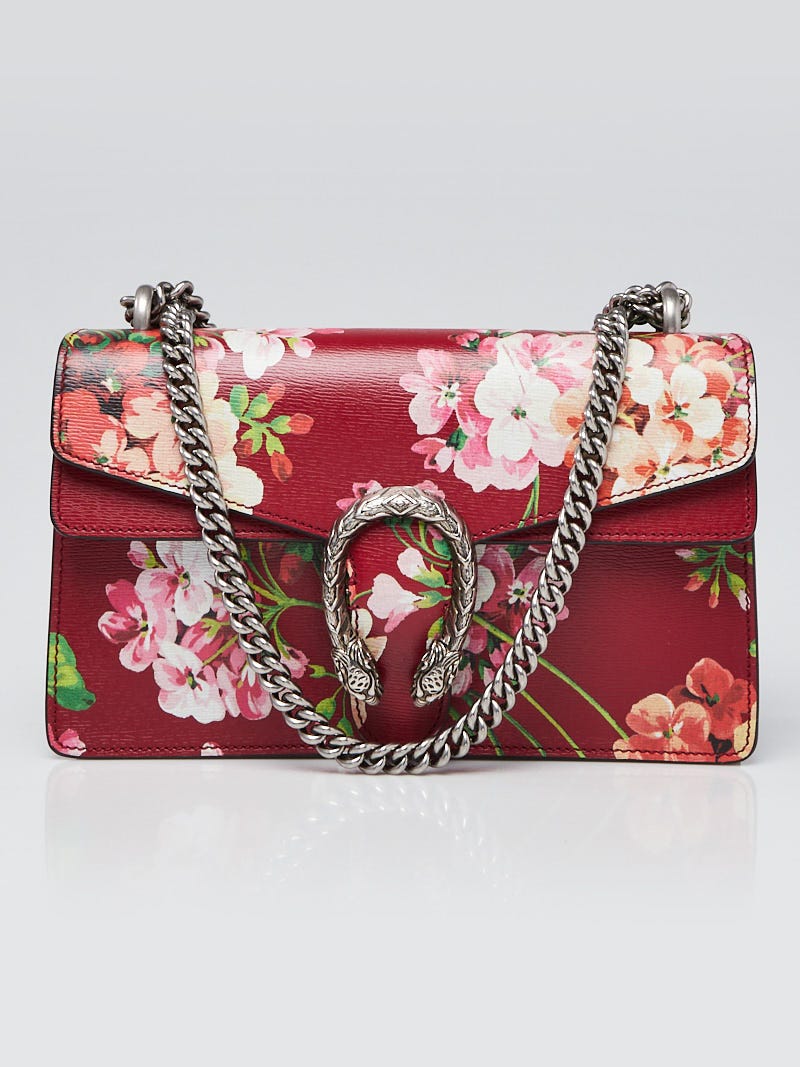 Gucci Small Dionysus Blooms Leather Shoulder Bag in Red –